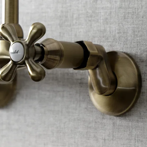 Miniatura 4 de Kingston Brass Kingston - Grifo de cocina ajustable de 6 pulgadas para montaje en pared, latón antiguo
