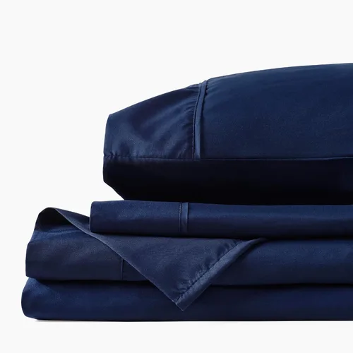 Miniatura 2 de PeachSkinSheets Mariner Blue - Juego de sábanas - Nivel de suavidad de 1500tc - Sábanas refrescantes extra suaves para personas que duermen con Azul