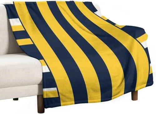 Miniatura 48 de Manta de rayas náuticas amarillas y azul marino, moderna, ultrasuave, manta de microfibra para sofá, cama para niños y adultos, 30 x 40 pulgadas