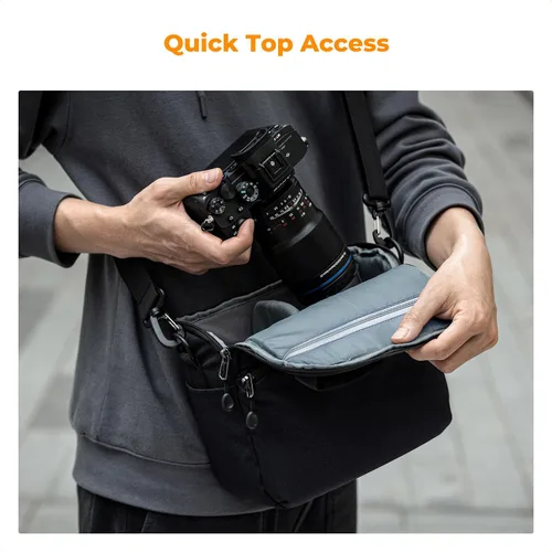 Miniatura 4 de K&F CONCEPT Bolsa bandolera pequeña para cámara DSLR/SLR/SLR/Bolsas de fotografía de hombro compactas para fotógrafos
