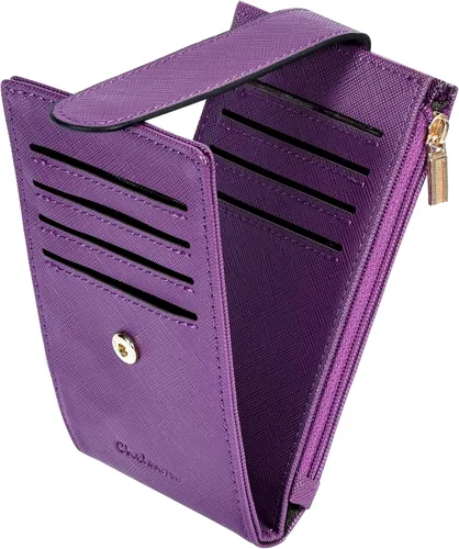 Miniatura 10 de Chelmon Cartera de mujer delgada con bloqueo RFID, billetera plegable con varios compartimientos para tarjetas con bolsillo con cremallera, Beige