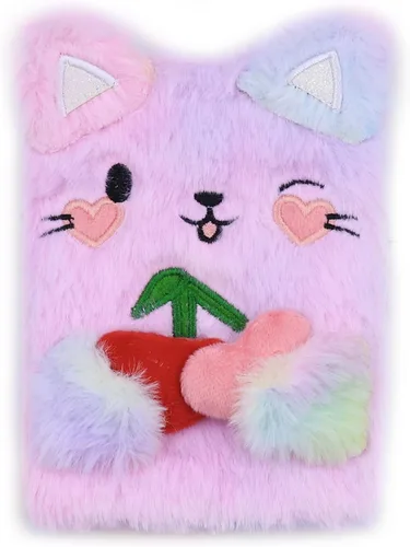 Miniatura 11 de BOLLEY JOSS Lovely Animal Notebook Kids Plush Diary for Girls Women Teens Cute Cat Fuzzy Journal Writing Pad A6 Ruled 160 Pages