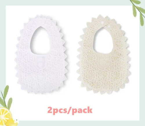 Miniatura 5 de Babero de bebé para niñas, babero de encaje suave para bebés de 0 a 12 meses, paquete de 2