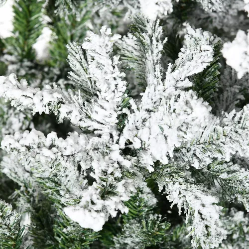 Miniatura 8 de HOMCOM Árbol de Navidad artificial de pino flocado de nieve sin luz de 9 pies de alto con ramas realistas, verde