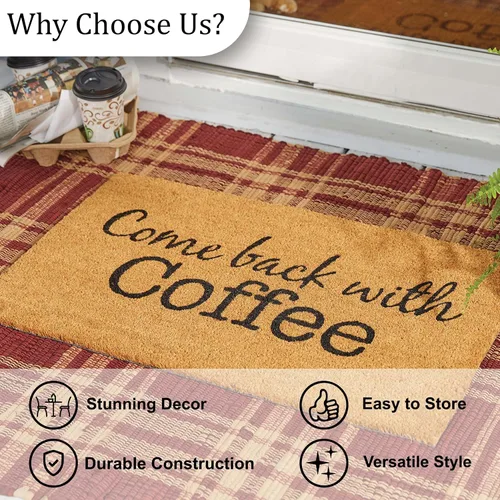 Miniatura 5 de Park Designs Regresa con el felpudo de café de 1 pies 6 pulgadas x 2 pies 6 pulgadas Fiber Fun Caffeinated Quote Design Durable Long-Term Use