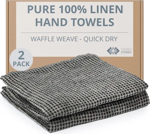 Miniatura 10 de Pure Linen - Juego de 2 toallas de baño pequeñas de 20 x 40 pulgadas de secado rápido para pieles sensibles, toallas finas para baño, toalla ligera