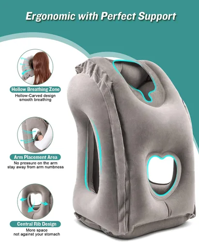 Miniatura 4 de JefDiee Almohada inflable de viaje y almohada inflable para descanso de pies, artículos esenciales de viaje para adultos, ideal para avión, oficina