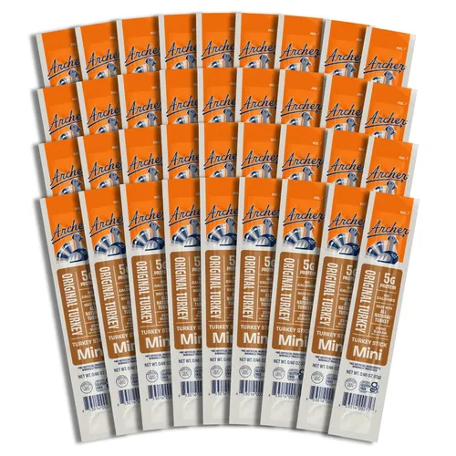Archer Jerky Mini palitos de pavo - Palitos de pavo totalmente naturales, aperitivo de proteína para personas, aperitivo de carne, sin gluten, keto,