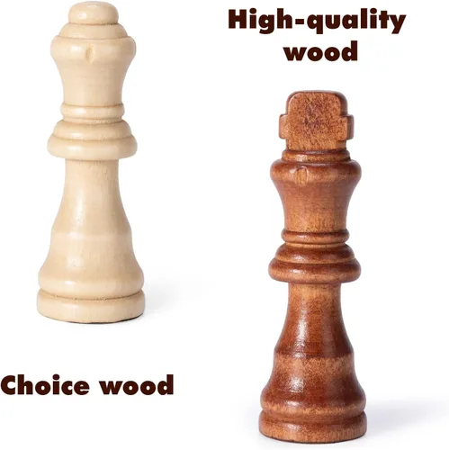 Miniatura 6 de Solo piezas de ajedrez de madera, 32 piezas de ajedrez de madera Staunton con rey de 3.15 pulgadas, peones de juego de ajedrez para juego de mesa