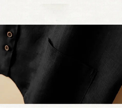 Miniatura 5 de Chaleco de lino de algodón para mujer, casual, con botones, cuello en V, chaleco sin mangas con bolsillos