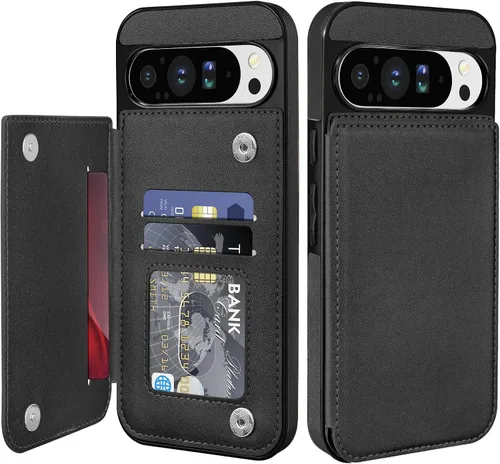 Miniatura 29 de Bizzib para Google Pixel 6A Funda de cuero tipo cartera con tarjetero, cubierta tipo libro con pata de pie, cierre magnético, funda protectora a