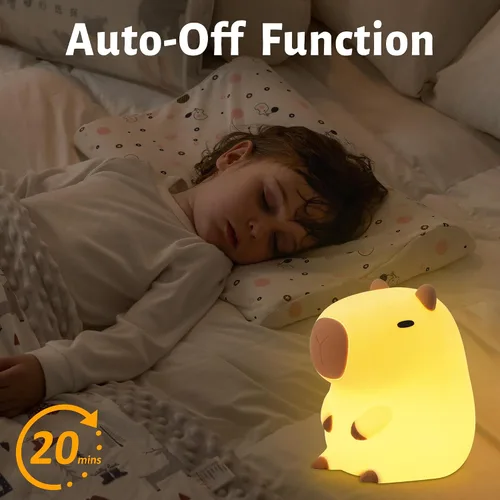 Miniatura 4 de Attivolife Capybara - Luz nocturna para niños, lámpara de noche de silicona animal recargable por USB, control táctil con regulador y temporizador