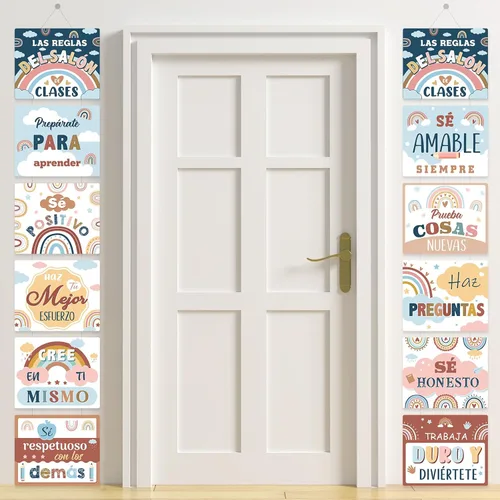 Faccito Letrero motivacional para decoración de aula en español, cartel positivo para porche, letrero inspirador para puerta, decoración de pared,