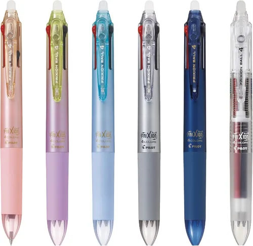 Miniatura 4 de Pilot Bolígrafo Frixion Ball 4, 0.015 in ultrafino, 4 colores (negro, rojo, azul y verde), cuerpo azul claro de gradación (PLKFB80UF-GRLB)