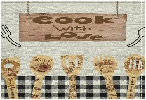 Miniatura 21 de Juego de 4 manteles individuales con estampado de cocina de chef, restaurante, cocina, acuarela, manteles individuales de tela lavable para mesa