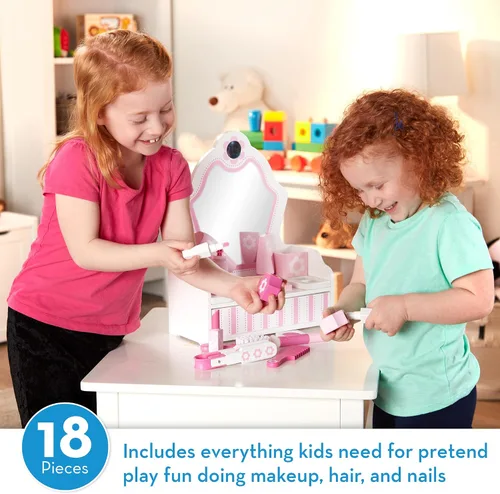 Miniatura 3 de Melissa & Doug Wooden Beauty Salon Play Set With Accessories (18 pcs) - Pretend Hair Salon, Toddler Makeup Vanity, Fashion Role For Kids Ages 3+