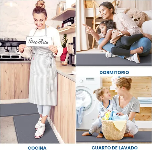 Miniatura 6 de StepRite Tapetes de cocina, 2 tapetes acolchados, antifatiga, para piso, de escritorio, antideslizante, impermeables, oficina, alfombras de 17.3 x