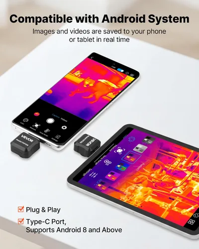 Miniatura 4 de VEVOR Cámara de imágenes térmicas para Android, 512 x 384 TISR Super Resolución, cámara térmica infrarroja con frecuencia de actualización de 25 HZ