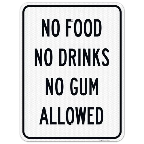 Miniatura 13 de Letrero de No Food No Drinks No Gum Allowed, 10 x 7 pulgadas, libre de óxido, aluminio 040, resistente a la decoloración, fabricado en Estados
