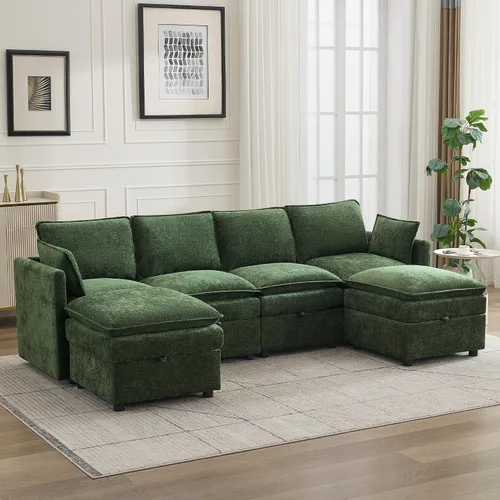 Miniatura 14 de Otomana cuadrada grande de 27 pulgadas con almacenamiento, reposapiés tapizado moderno con patas antideslizantes para sofá, mesa de café, sala