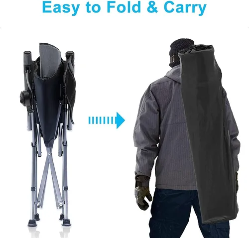 Miniatura 4 de Silla de camping para adultos, silla de césped plegable portátil para exteriores, silla de campamento resistente con soporte de hasta 330 libras