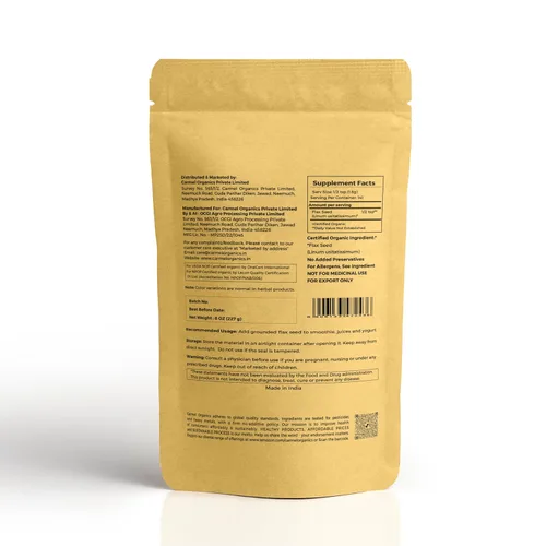 Miniatura 2 de Semillas de lino orgánicas enteras de 8 onzas o 8.01 oz (0.5 libras) Sin OMG Kosher Certificado orgánico USDA Por Carmel Organics Semillas