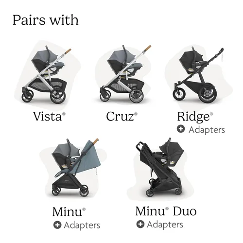 Miniatura 7 de UPPAbaby Aria V2 Asiento de Coche Ligero para Bebés - Poco Menos de 6 lbs - Base con Pata de Carga + Inserto para Bebés + Cubierta para Pies Todo