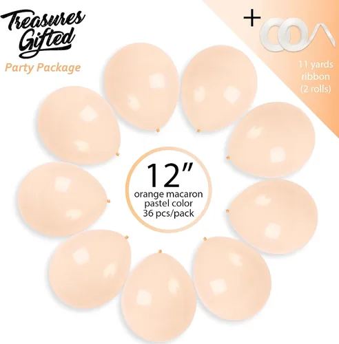 Miniatura 2 de Treasures Gifted Globos naranja pastel, globos naranja claro, globos de melocotón claro, globos de melocotón crema, globos redondos pastel de 12