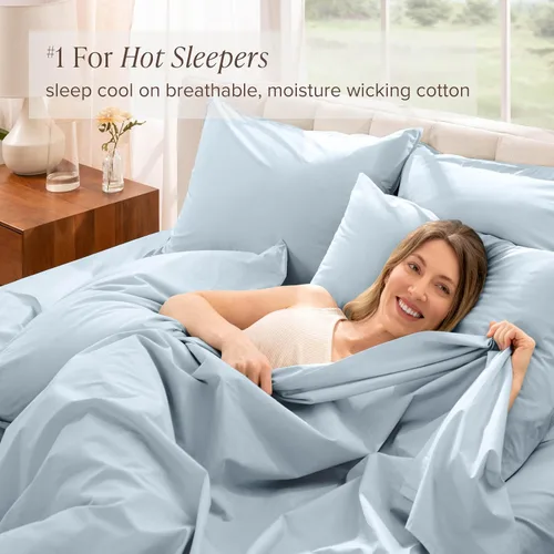 Miniatura 4 de Bare Home Juego de sábanas de algodón 100% orgánico Twin XL - Tejido percal nítido - Ligero y transpirable - Sábanas de cama y fundas de almohada 13
