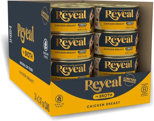 Miniatura 13 de Reveal Alimento húmedo natural para gatos, 24 unidades, sin granos, alimento enlatado de ingredientes limitados para gatos, atún con algas marinas