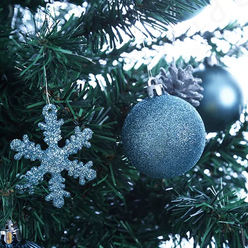 Miniatura 3 de Sunnyglade Juego de 60 adornos azules para árbol de Navidad, esferas inastillables con brillo para Navidad, decoración colgante con paquete