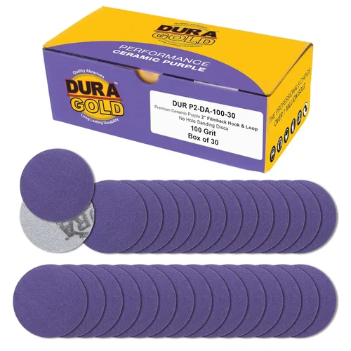 Miniatura 10 de Dura-Gold Discos de lijado de cerámica de película morada de grano 180 prémium de 2 pulgadas, caja de 30 – papel de lija con soporte de gancho