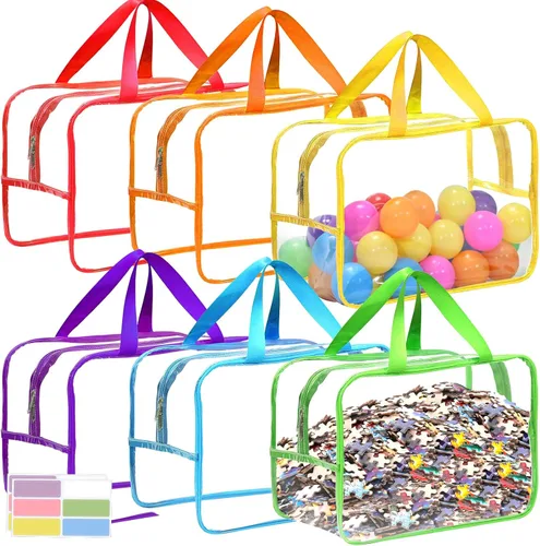 Miniatura 10 de 9 bolsas de almacenamiento de juguetes, bolsa organizadora de juguetes de PVC transparente que incluye 6 bolsas grandes de mano y 3 bolsas medianas
