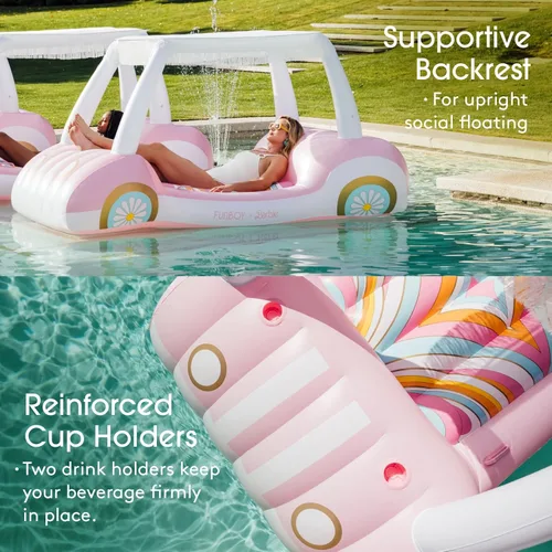 Miniatura 4 de FUNBOY Giant Inflatable Luxury Golf Cart Pool Float, Two Cup Holders, Removable Fringe Shade, Float for Summer Pool Party and Entertainment Carrito