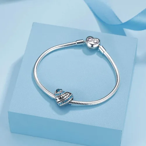 Miniatura 6 de Dijes de corazón de piedra natal para pulseras y collares plata de ley 925 dijes de cuentas de corazón para pulseras y collares regalos