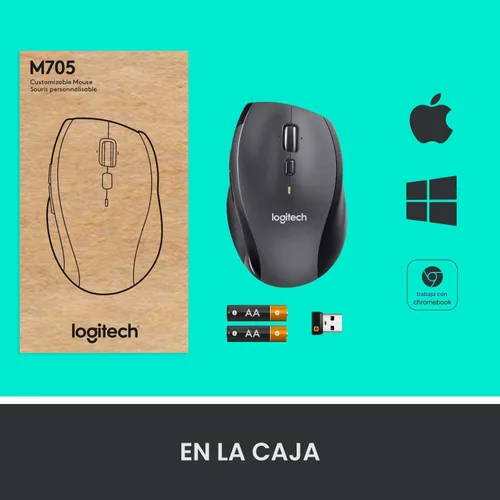 Miniatura 8 de Ratón inalámbrico Logitech M705 Marathon, ratón inalámbrico para juegos, receptor USB-A de 2.4 GHz, 5 botones programables, batería de 3 años, PC
