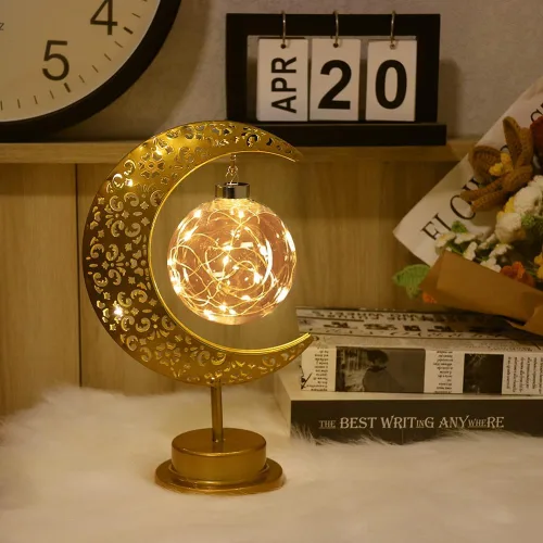 Miniatura 3 de GUOCHENG Lámpara lunar encantada en forma de luna, lámpara de mesa con forma de luna, luz LED de media luna mágica, decoración mágica de luna