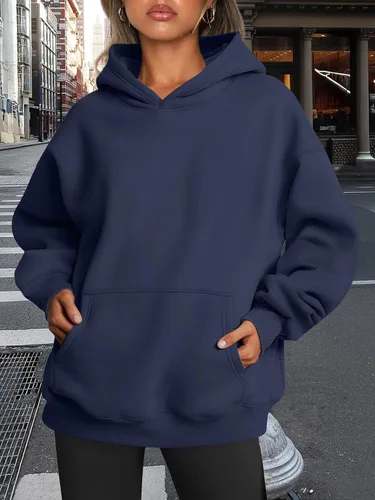 Miniatura 24 de Trendy Queen - Sudaderas extragrandes con capucha para mujer, suéteres de manga larga, sin botones, de vellón, de otoño, ropa de invierno