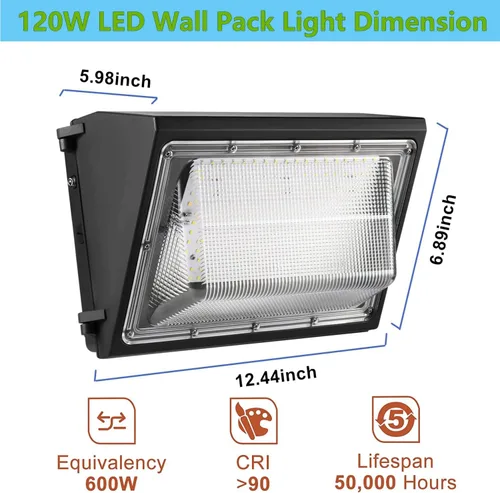 Miniatura 6 de Paquete de 2 lámparas LED de pared de 120 W del anochecer al amanecer, 15600LM 600-800W equivalente a HPS/HID, iluminación de seguridad al aire