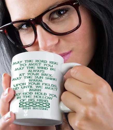Miniatura 4 de Taza de café personalizada de 11 onzas May The Road Rise to Meet You Irish Blessing Four Leaf Shamrock Trébol Irlanda Irlanda Irlanda San Patricio