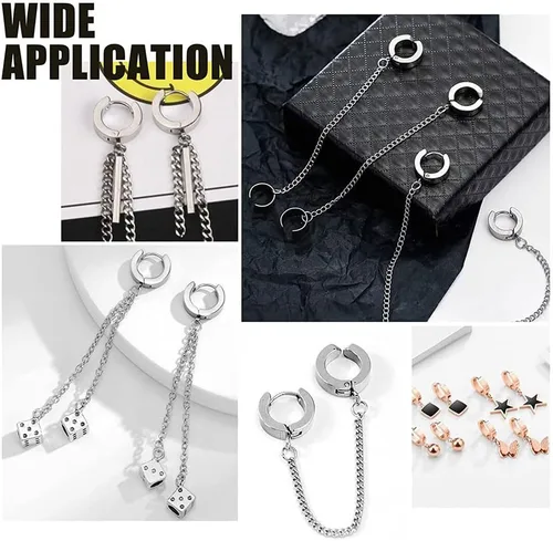 Miniatura 4 de UNICRAFTALE 12 aretes de aro de acero inoxidable, aretes redondos dorados de 0.59 pulgadas, hipoalergénicos, para hacer joyas de bricolaje