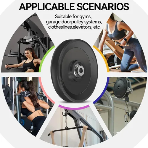 Miniatura 5 de Rueda de polea de rodamiento de nailon, sistema de poleas de gimnasio para puerta de hombros, material de nailon, sistema de polea de cable, fácil