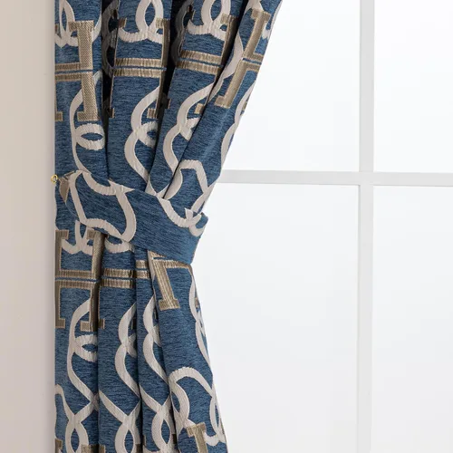 Miniatura 8 de Cortinas opacas modernas de letra H para sala de estar, cortina de ventana de lujo con patrón de cadena de chenilla, jacquard de 84 pulgadas