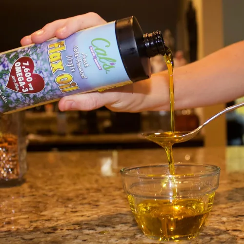 Miniatura 3 de Cal's Aceite de lino, linaza prensada en frío, alto en ácidos grasos omega-3, aceite de linaza sin refinar, suplemento líquido de aceite esencial