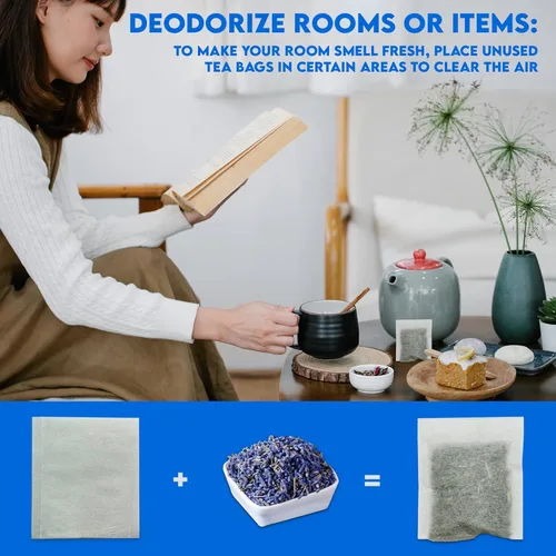 Miniatura 7 de 100 bolsas de té vacías de 2.5 x 2.75 pulgadas, compostables, blancas, estos infusor de té termosellables para hierbas de té sueltas son bolsas