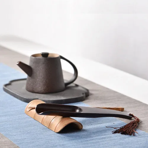 Miniatura 4 de Cuchara de té suelta de madera con borla de mango largo, cuchara de pala, cuchara de té chino, accesorios de ceremonia de té para sala de té, uso