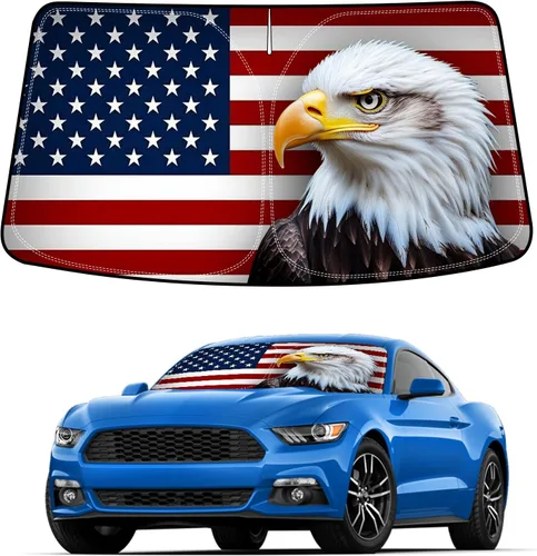 Miniatura 13 de Bestview - Parasol para parabrisas con bandera americana para Ford F-250 F-350 de 2008-2016, parasol plegable personalizado para ventana delantera