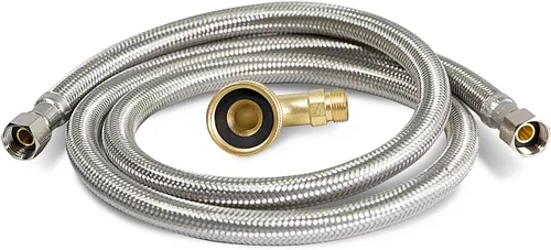 Miniatura 8 de Highcraft CNCT28772-OM Conector, conecta el lavavajillas al agua, línea de suministro Dishwsher con codo giratorio, acero inoxidable trenzado de 72