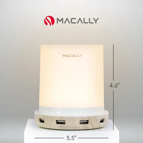 Miniatura 6 de Macally Lámparas pequeñas táctiles para mesita de noche - Lámpara de noche con puerto USB - Lámpara de mesa corta regulable de 3 vías para espacios