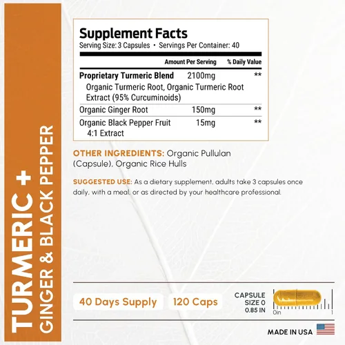 Miniatura 4 de Suplemento de cúrcuma extra fuerte de 2265 mg – Suplemento de curcumina de cúrcuma con pimienta negra BioPerine – Suplementos tuméricos